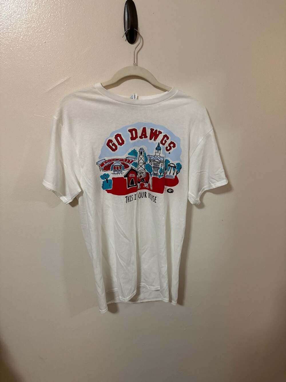 Delta Pro Weight Georgia Bulldogs Go Dawgs This Is Our House White Graphic T-Shi